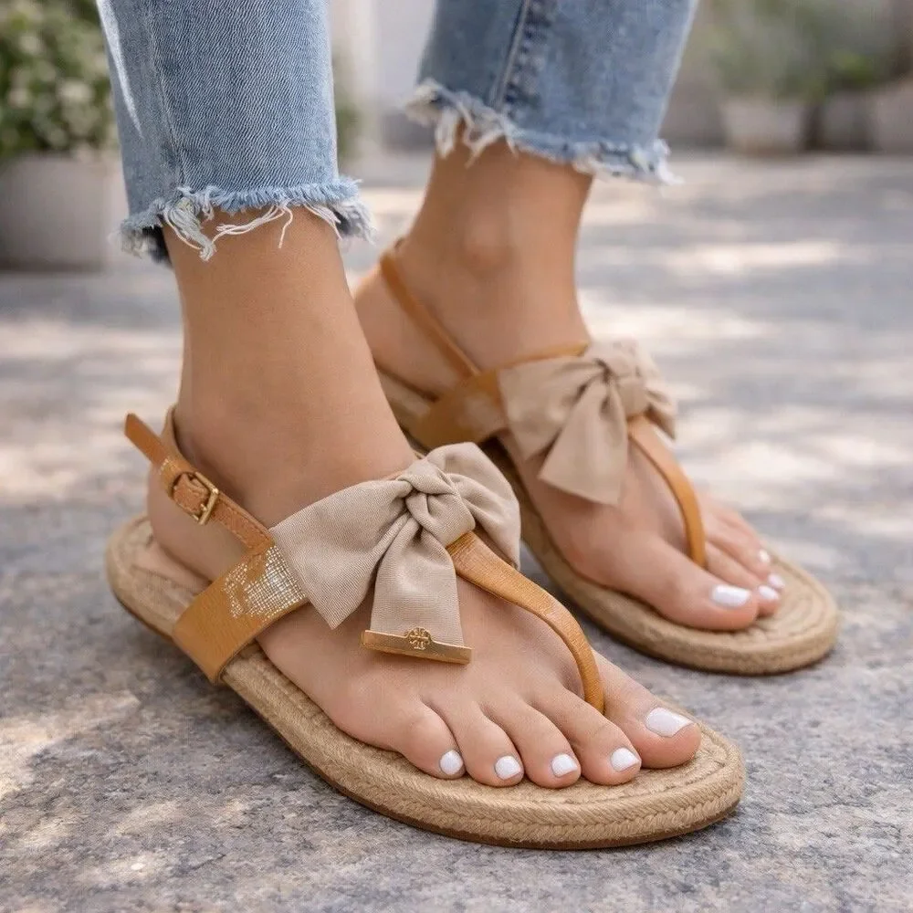 Tory Burch Bow Thong Sandals Women 11 Espadrille Jute Resort Coastal Boho